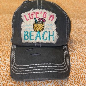 NWOT! Distressed Life’s A Beach Ladies Hat